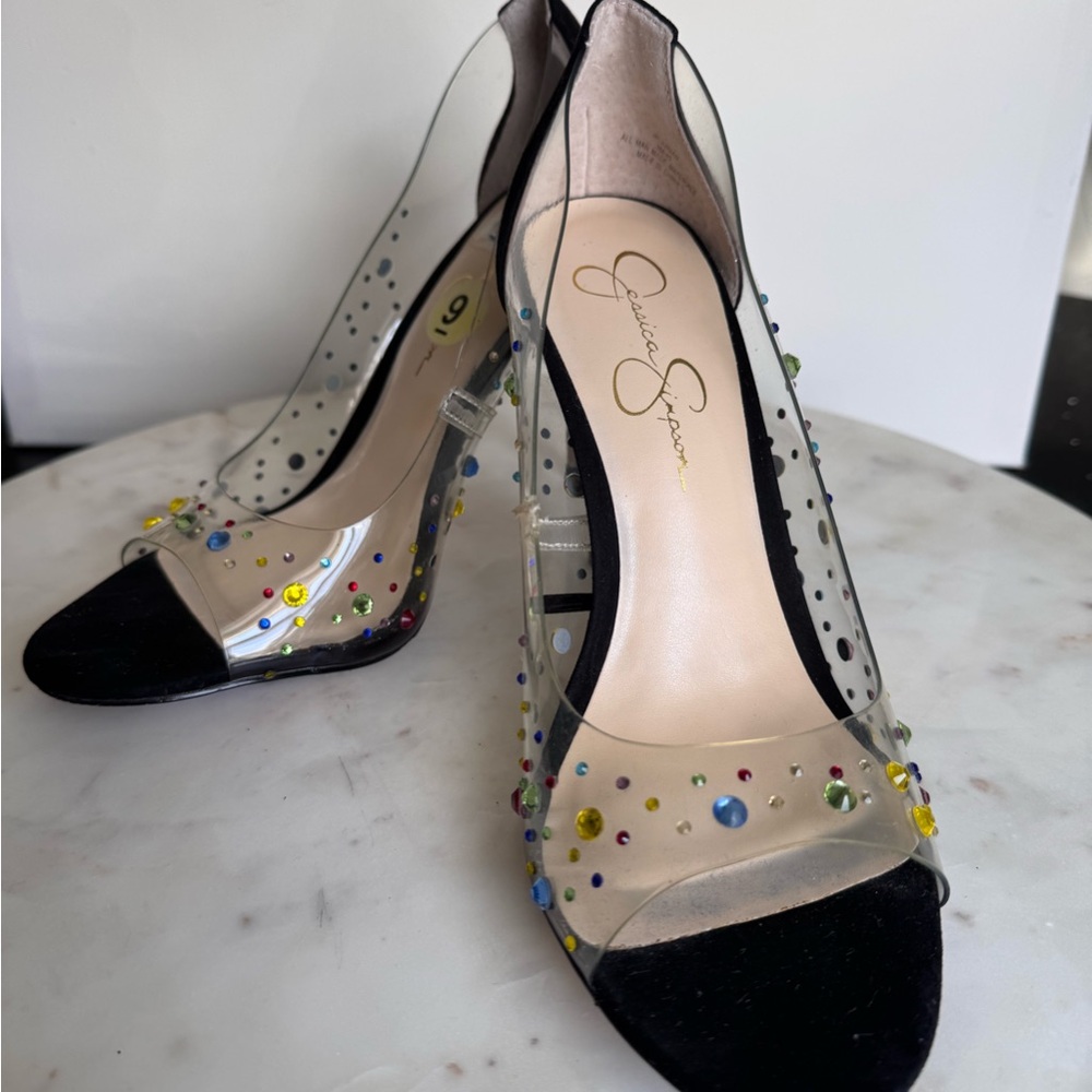 Black and Multicolor Embellished Women's Shoes